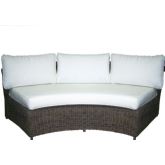 Barbados Outdoor Rounded Sofa in Kubu Grey All Weather Wicker w/ White Cushions